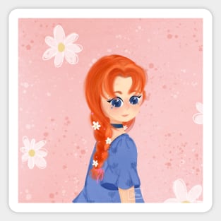 Jilooo, a girl in daisy garden Sticker